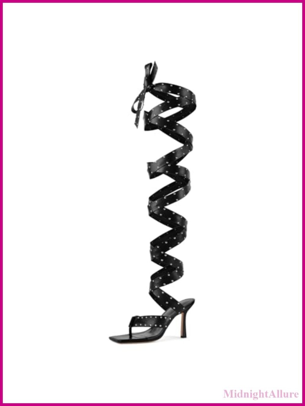 Women's Sexy Thigh High Wrap Heels Gladiator Lace-Up Studded Stiletto Heel